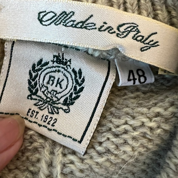 Vintage Men's Alpaca Beige Cable Knit Sweater with Stripes Italy - Picture 4 of 10